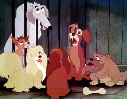 Peg and the Pound Dogs in Lady and the Tramp